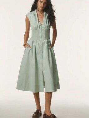 The Maeve Tommy Zip front Midi Dress by Anthropologie